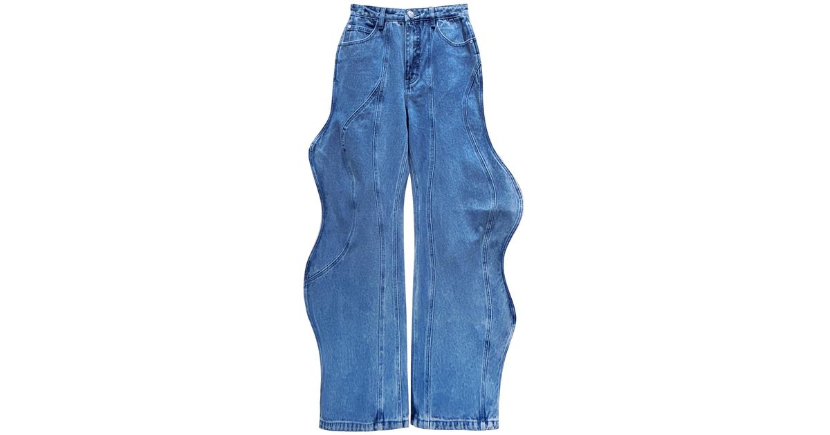 ANNAKIKI 3d Wave Deconstruction Jeans in Blue | Lyst