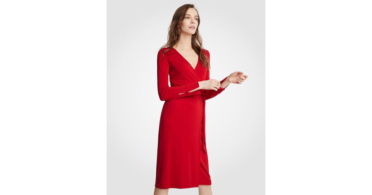 ann taylor red wrap dress