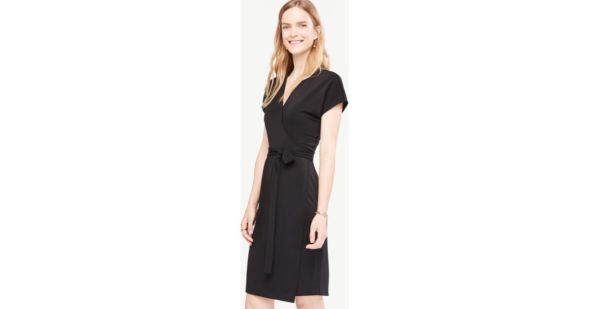 ann taylor black wrap dress