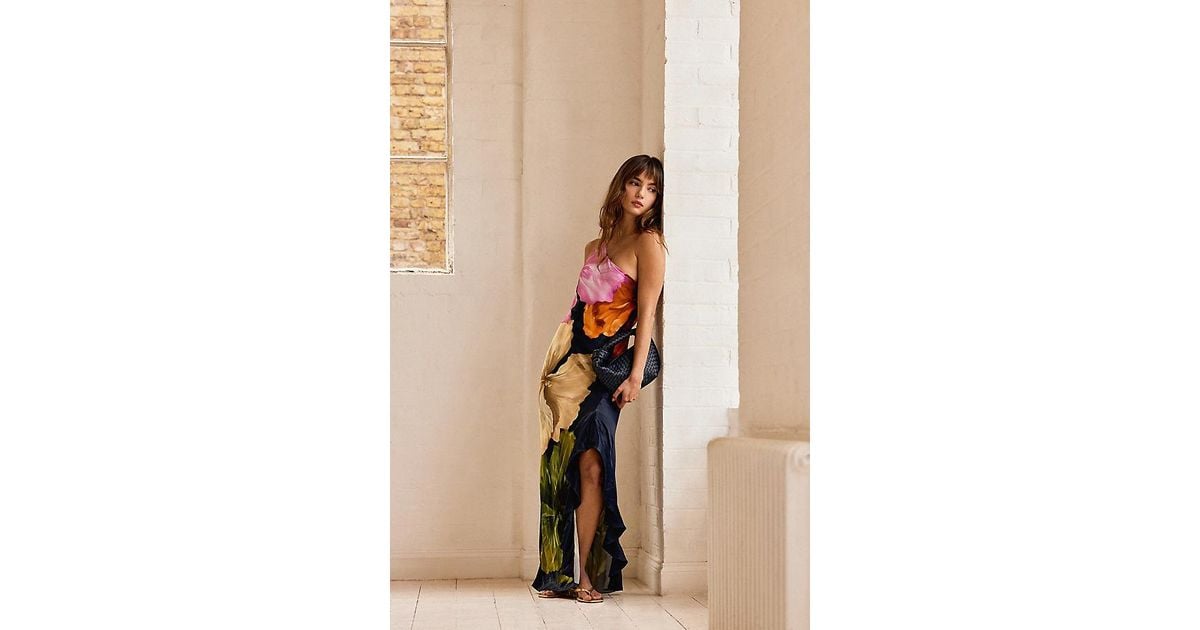 By Anthropologie Lucinda One-Shoulder Maxi Slip Dress in Blue | Lyst UK