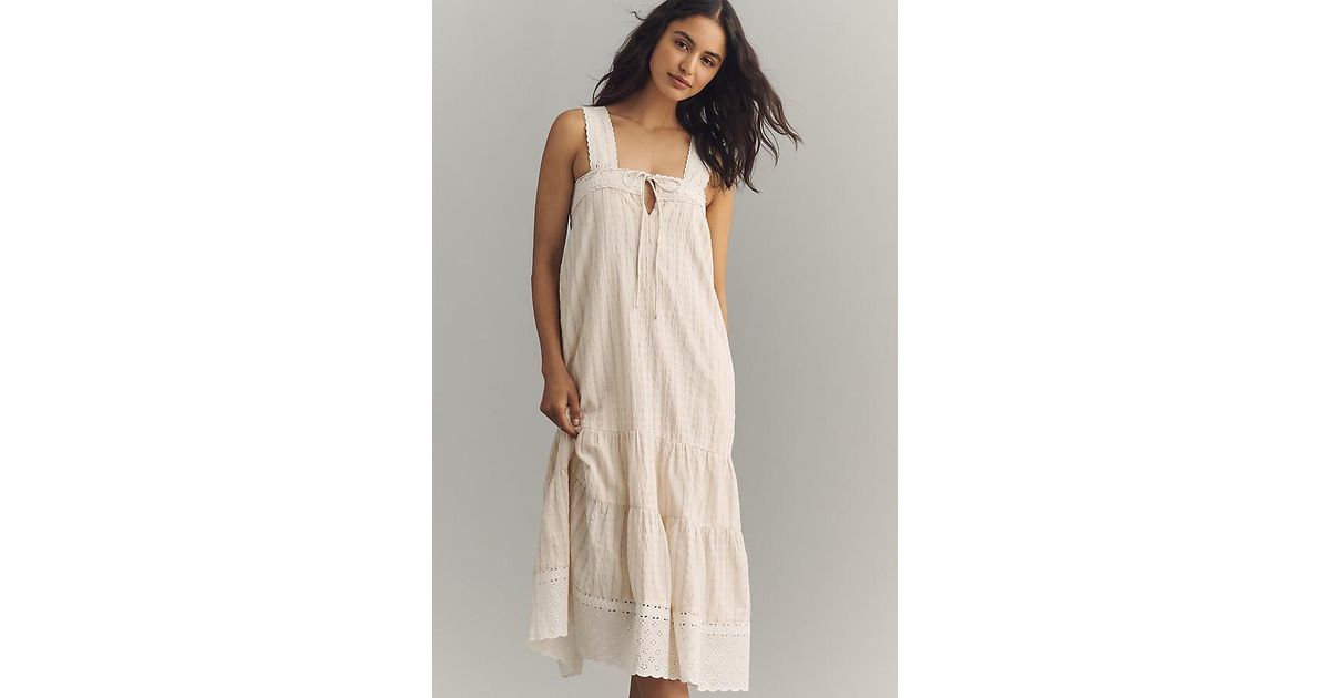 By Anthropologie Lace-Trim Tiered Midi Dress | Lyst UK