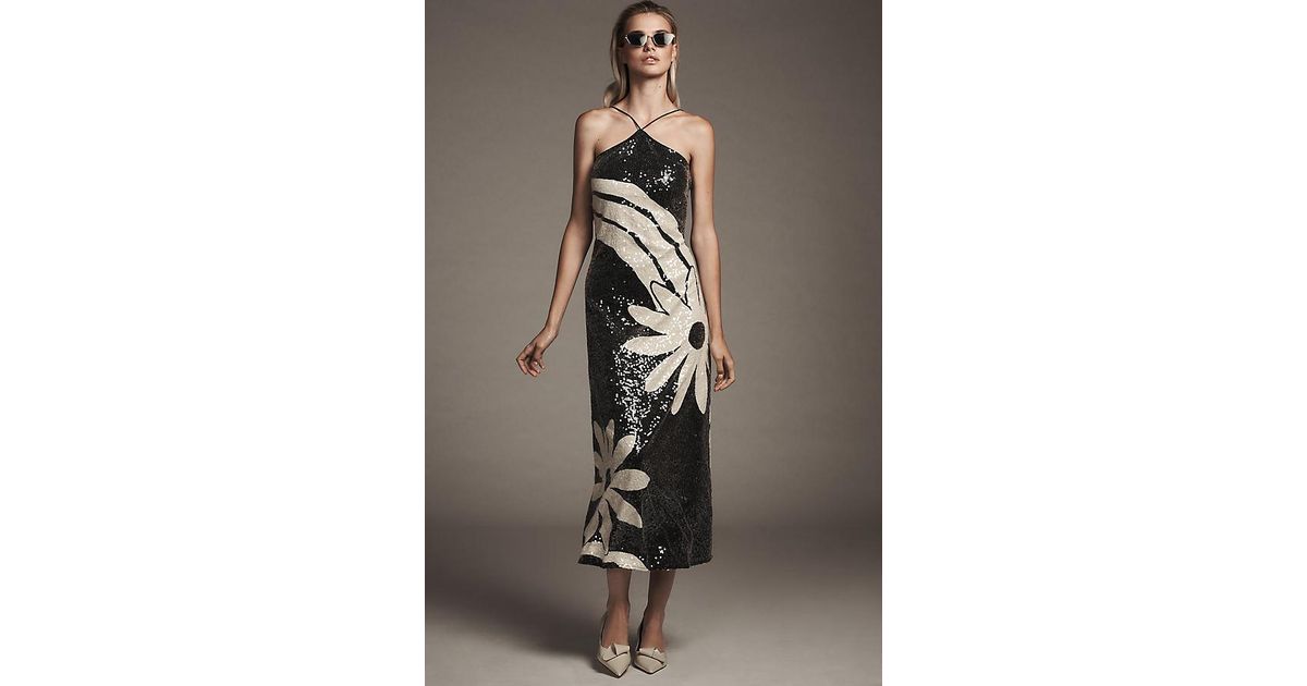 farm rio x anthropologie halter sequin column midi dress Farm Rio x Anthropologie Halter Sequin Column Midi Dress at MarketFair  Shoppes in Princeton, NJ