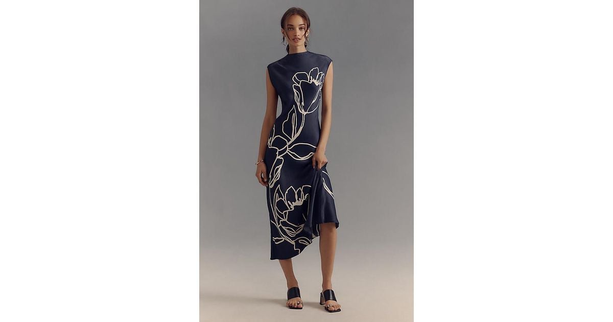 Maeve Mock-Neck Midi Slip Dress in Blue | Lyst UK Maeve Mock-Neck Midi Slip Dress in Blue | Lyst UK
