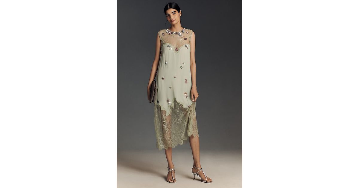 Forever That Girl Floral Appliqu Sleeveless Midi Dress in Black | Lyst UK