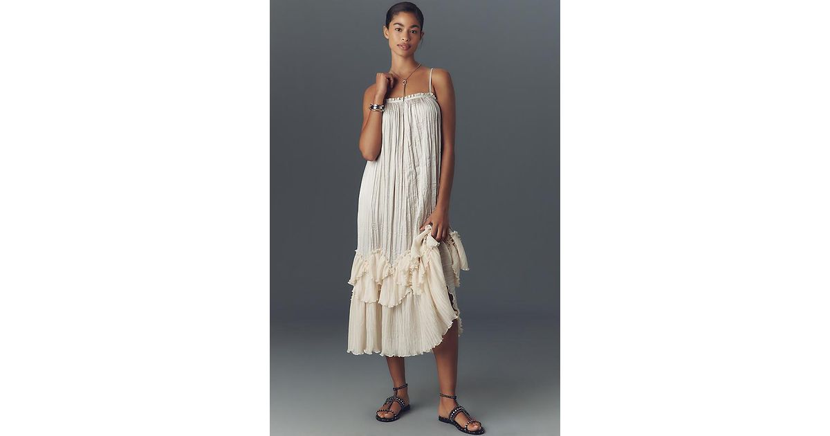 By Anthropologie Sleeveless Square-Neck Layered Pliss Maxi Dress in Grey | Lyst UK By Anthropologie Sleeveless Square-Neck Layered Pliss Maxi Dress in Grey | Lyst UK