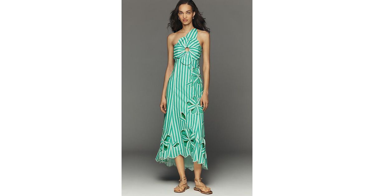 by anthropologie one shoulder cutwork dress One-Shoulder Cutwork Maxi Dress