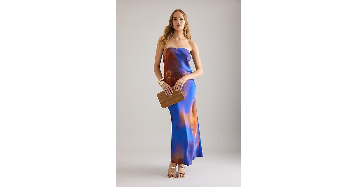 By Anthropologie The Fleur Strapless Satin Maxi Slip Dress in Blue | Lyst UK