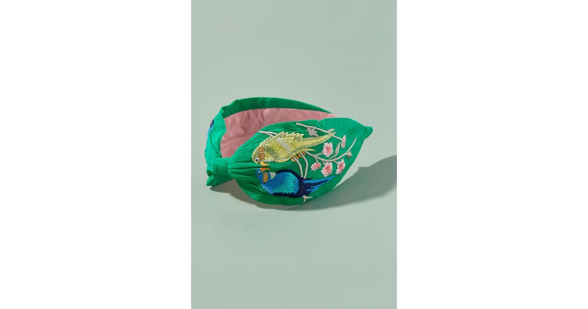 Anthropologie Embroidered Birds Of Paradise Headband in  display picture 2
