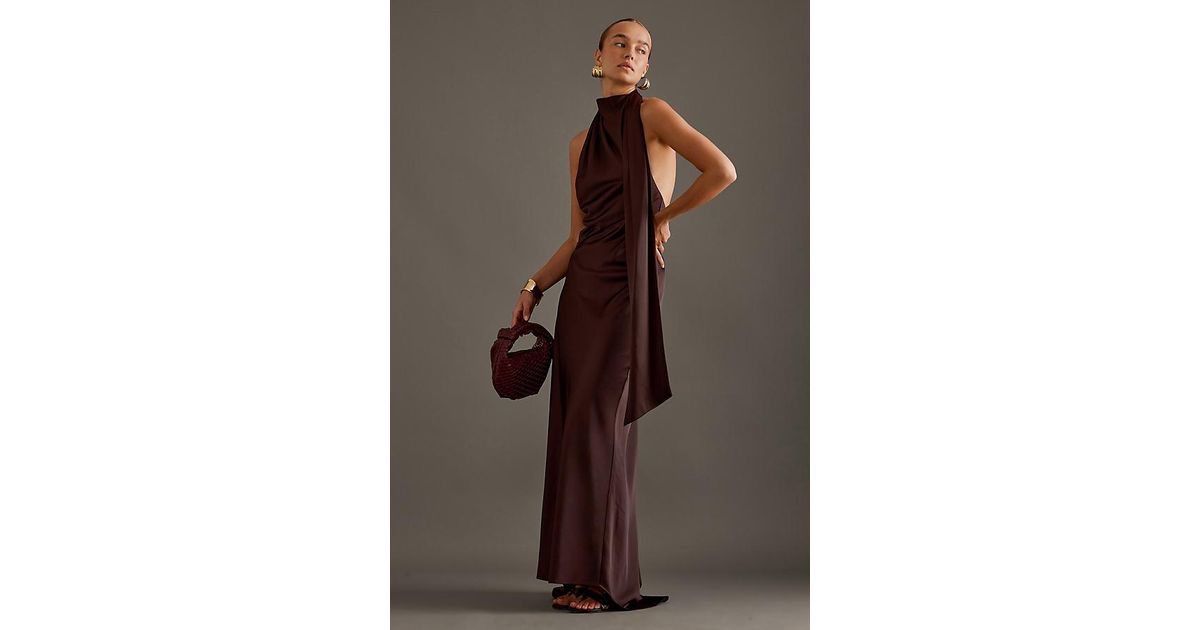 Significant Other Adriana Halter-neck Maxi Dress in Brown | Lyst UK