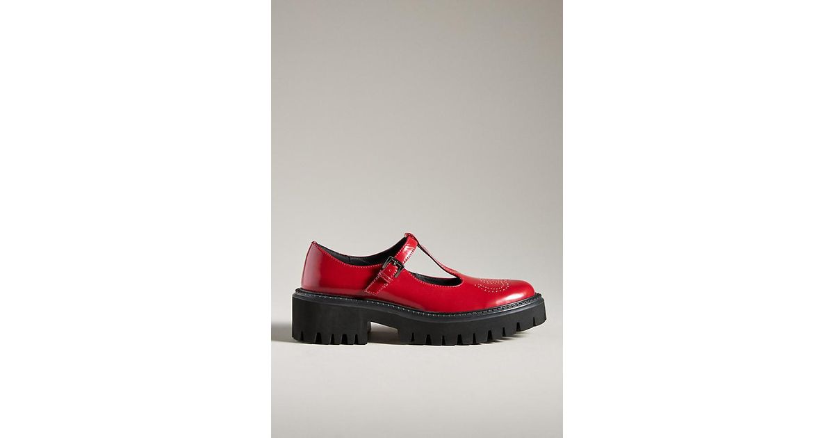 Bibi Lou Cathy Leather T strap Mary Janes in Red Lyst UK