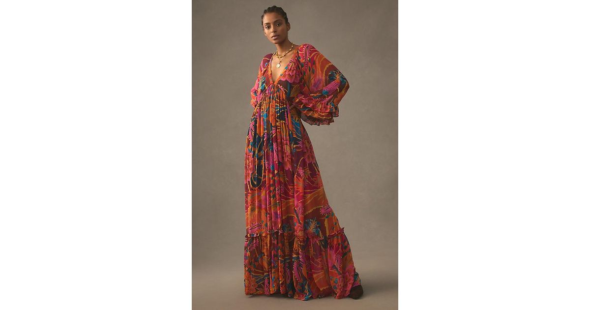 FARM Rio Vintage Wave Long-sleeve Maxi Dress in Red | Lyst UK FARM Rio Vintage Wave Long-sleeve Maxi Dress in Red | Lyst UK
