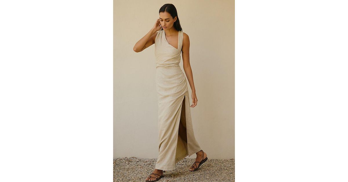 by anthropologie asymmetrical linen maxi dress By Anthropologie Asymmetric Linen Maxi Dress