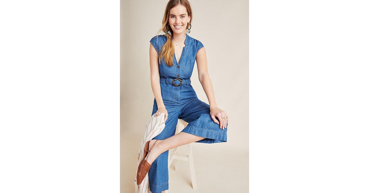 anthropologie jean jumpsuit