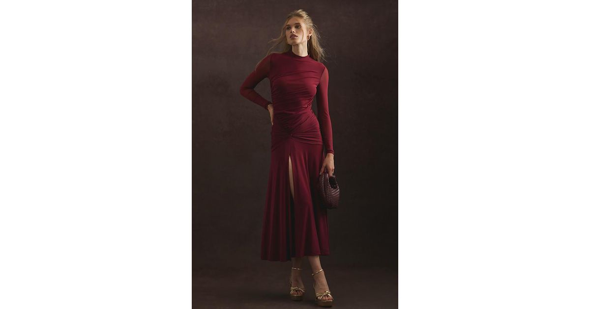 Bardot Liyana Ruched Mesh Maxi Dress in Brown | Lyst UK Bardot Liyana Ruched Mesh Maxi Dress in Brown | Lyst UK