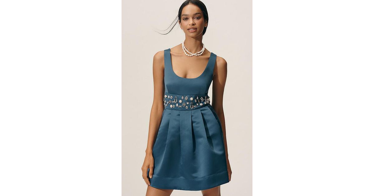 sachin and babi light blue dress Maeve Sleeveless Mock-Neck Mini Dress – katie + hubbell main image 1