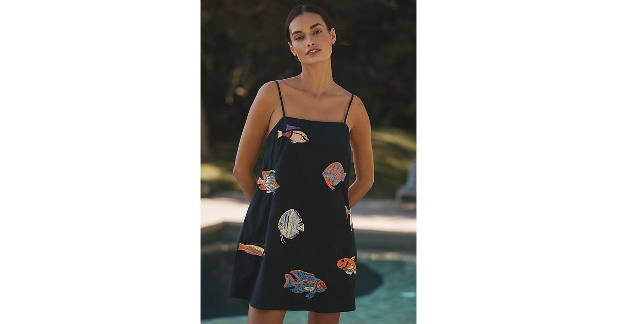 celandine sea life embroidered mini dress Greer Mini Dress