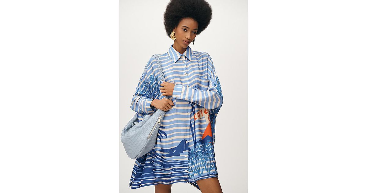 corey lynn calter maxi shirt dress Corey Lynn Calter RommI Puff Sleeve Shirt Dress Zebra Olive Maxi