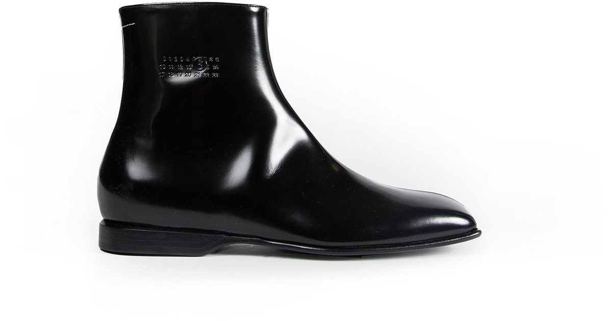 MM6 by Maison Margiela Leather Ankle Boots in Black for Men | Lyst