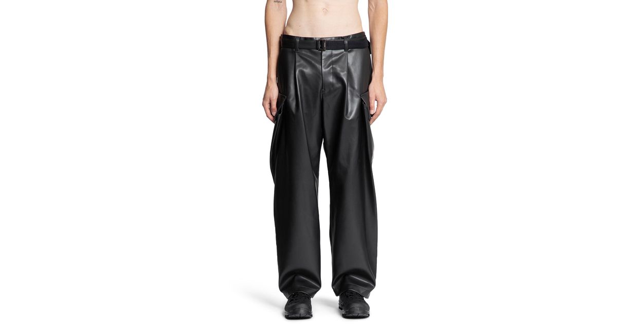 Sacai Faux Leather Pants in Black for Men | Lyst