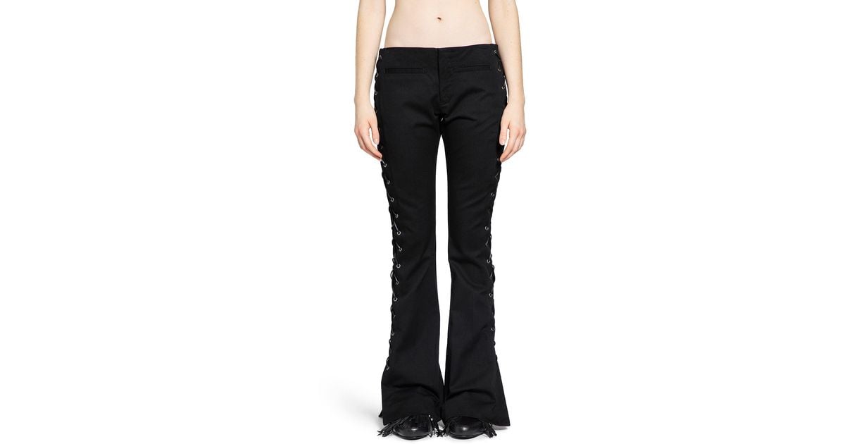 Ann Demeulemeester Kel Lace-Up Bootcut Trousers in Black | Lyst