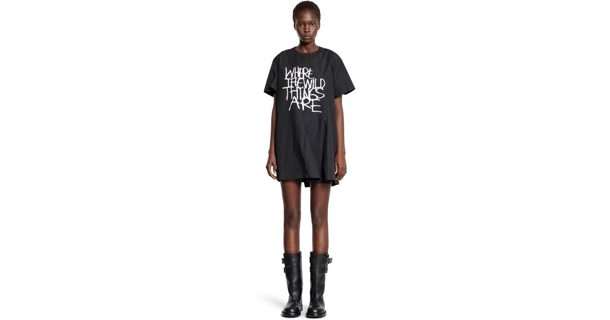 Sacai Where The Wild Things Are Poplin Dress in Black | Lyst UK