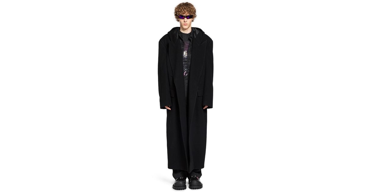 Balenciaga Hooded Maxi Coat in Black for Men | Lyst UK