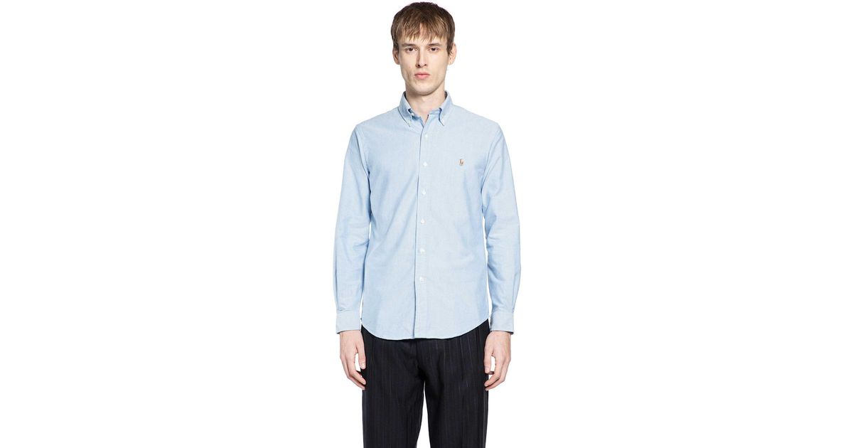 Polo Ralph Lauren Custom Fit Oxford Shirt in Blue for Men | Lyst UK