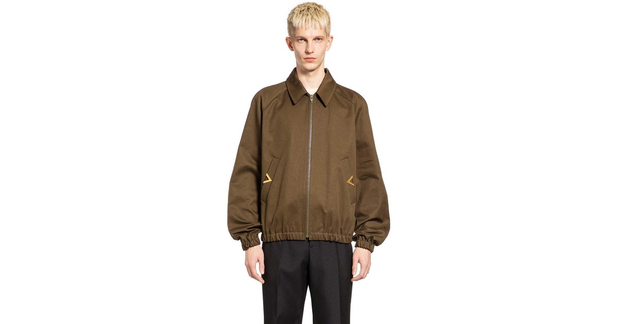 Valentino Nylon Cotton Harrington Jacket in Brown for Men | Lyst UK