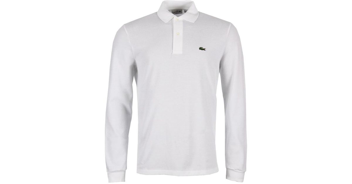 lacoste white long sleeve polo shirt