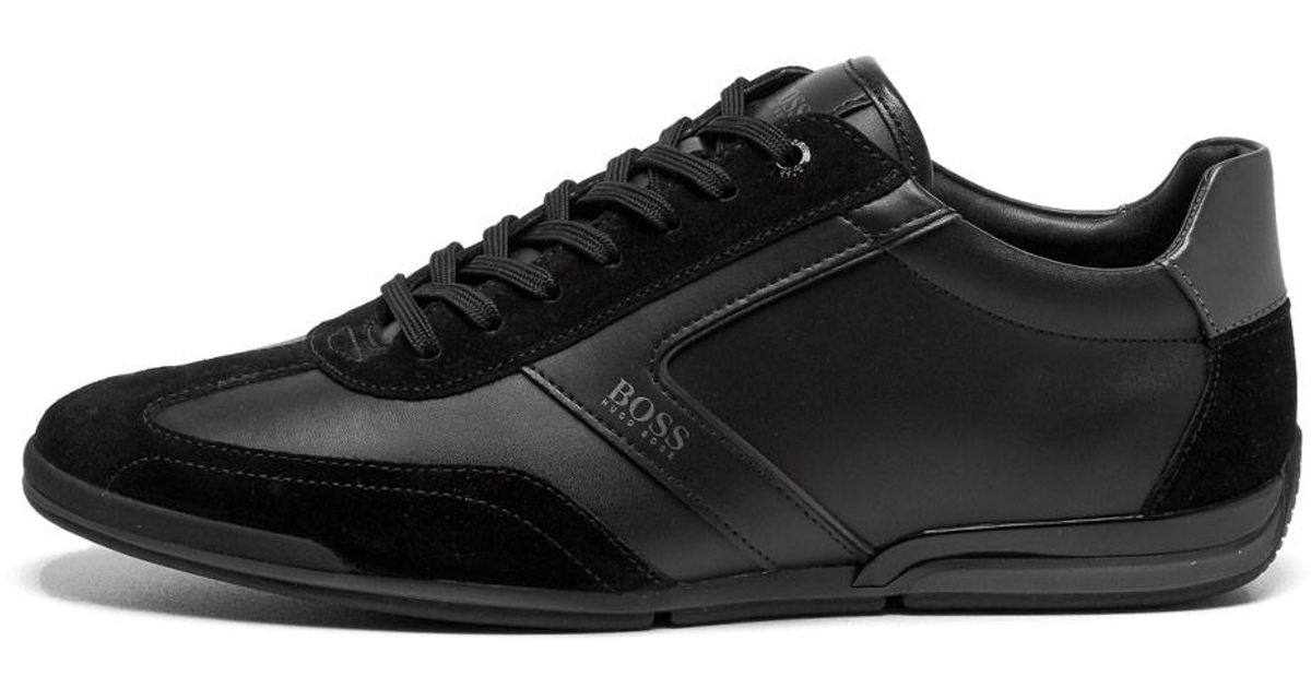 BOSS by HUGO BOSS Leather Saturn Low Profile Trainers in Black for Men ...