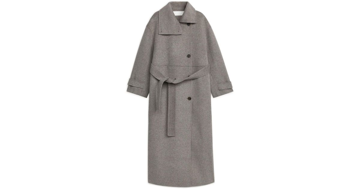 arket oversized double face wool coat grey