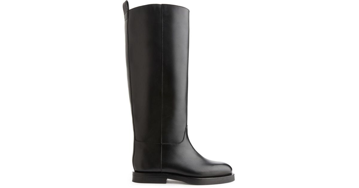 ARKET Leather Riding Boots in Black | Lyst UK