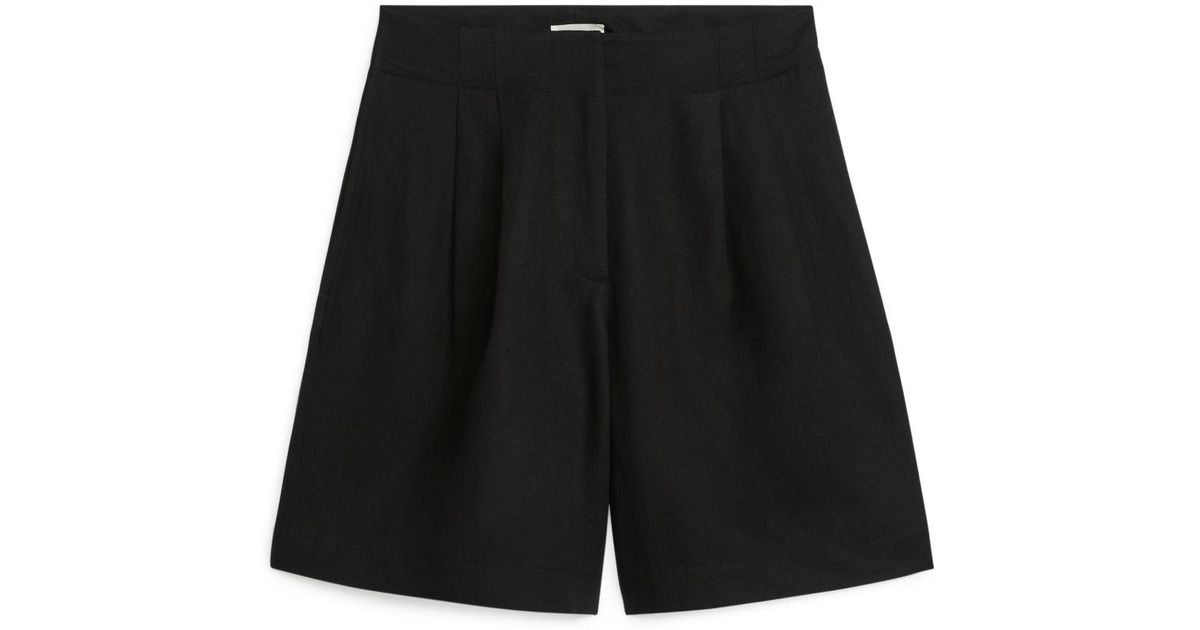 ARKET Oversized Linen Blend Shorts in Black | Lyst UK