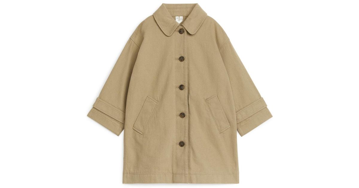 ARKET Long Cotton Trench Coat in Natural | Lyst UK