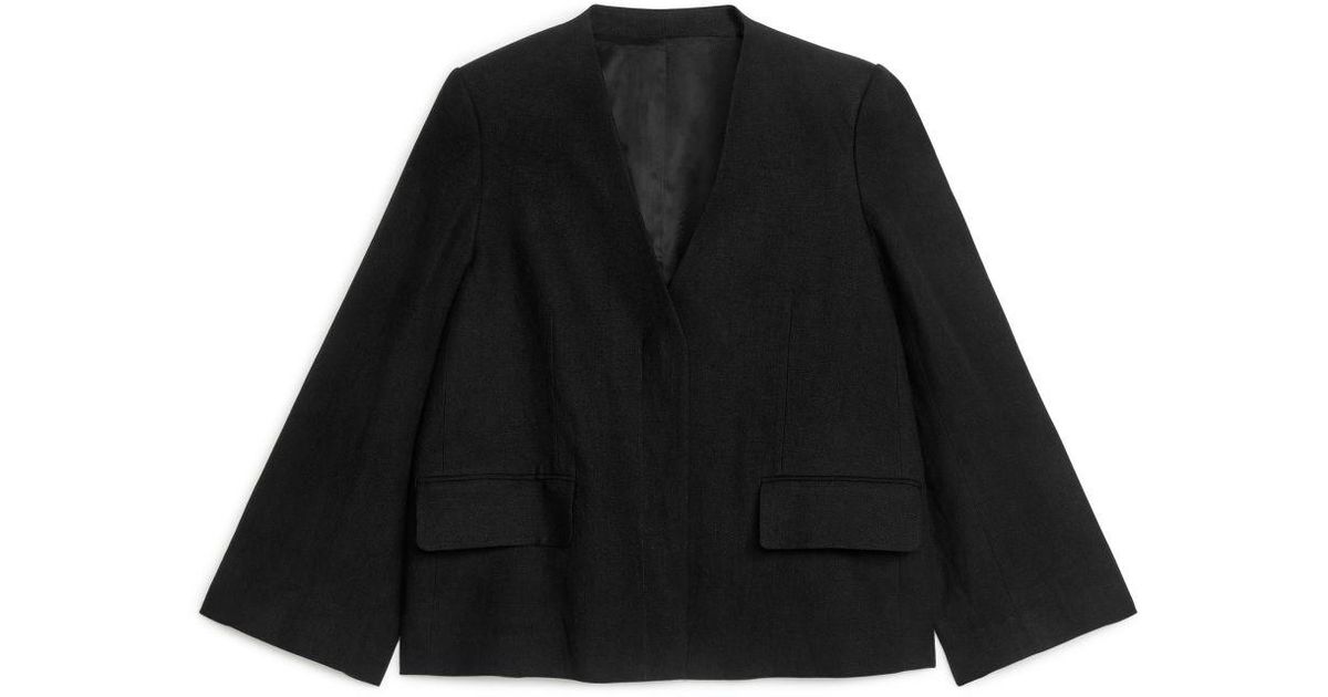 ARKET Collarless Linen Blazer in Black Lyst UK