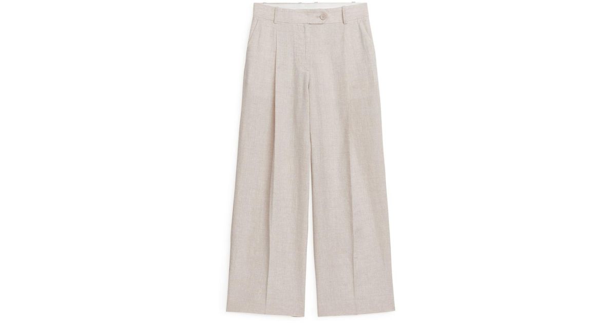 ARKET Wide Linen Trousers in White | Lyst UK