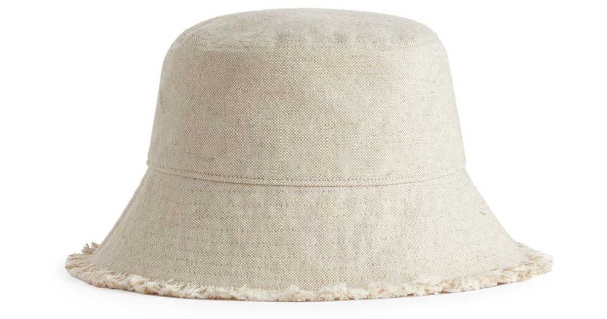 ARKET Linen Blend Bucket Hat in Natural | Lyst UK