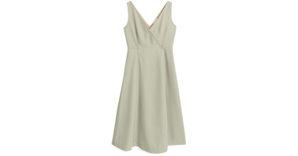ARKET Synthetic A-line Fluid Twill Dress in Beige (Natural) - Lyst