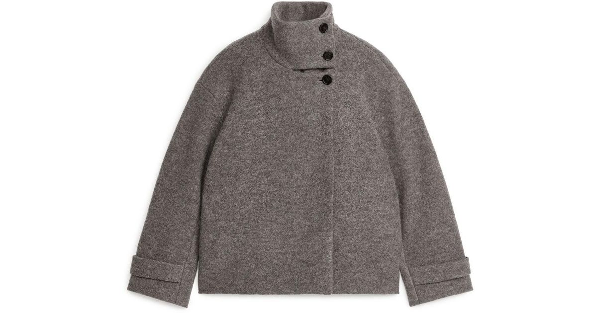 ARKET Bouclé Wool Short Coat in Grey | Lyst UK