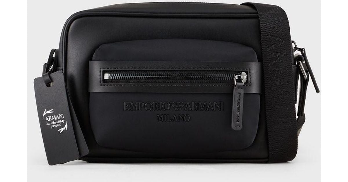 Emporio Armani Nylon And Regenerated-leather Crossbody Bag in Black for Men  | Lyst