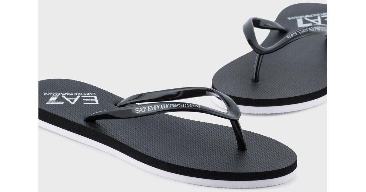 Emporio Armani Rubber Sea World Flipflops With Ea7 Logo in Black