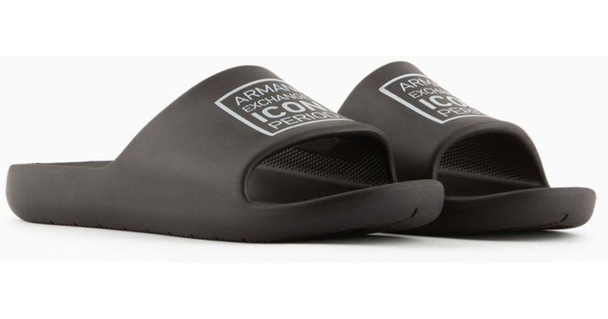 Armani Exchange Slides in Black for Men Lyst