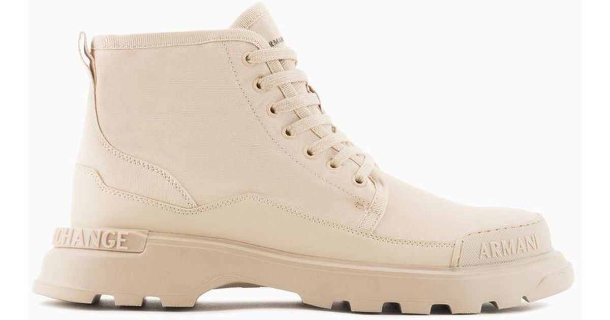 ARMANI EXCHANGE Cotton Canvas Combat Boots With Coated Rubber in ...