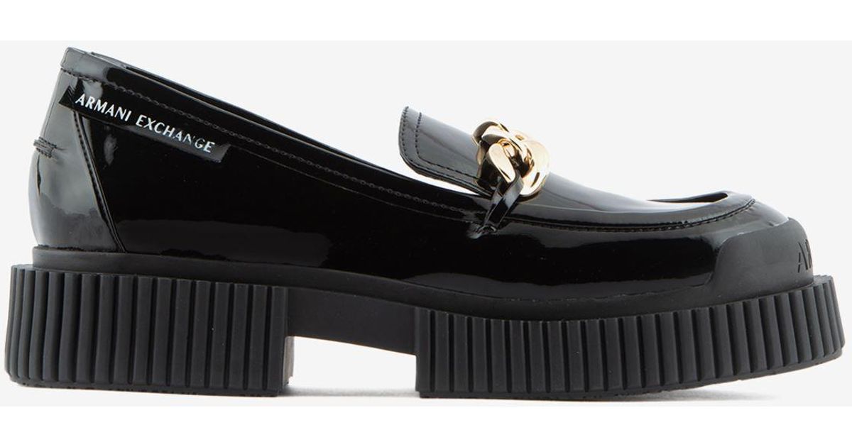 Armani Exchange Patent Leather Loafers in Black Lyst