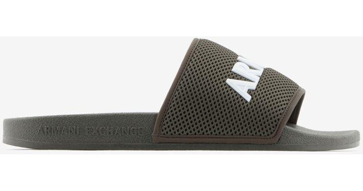Armani Exchange Slides With Wide Mesh Strap in Green for Men Lyst