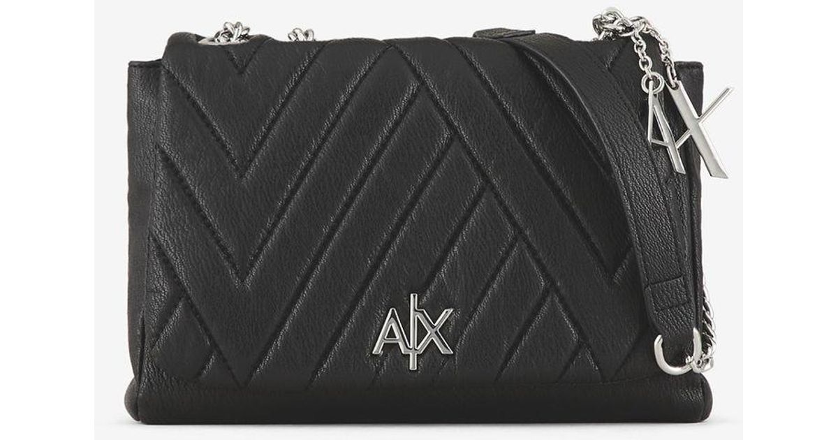 Armani Exchange Bag With Double Handles In Chain And Fabric in Black Lyst
