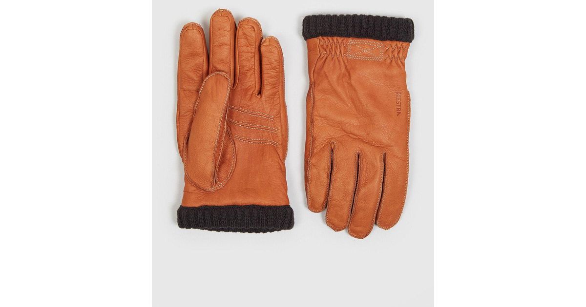 Hestra Deerskin Primaloft Rib Gloves in Orange for Men | Lyst UK