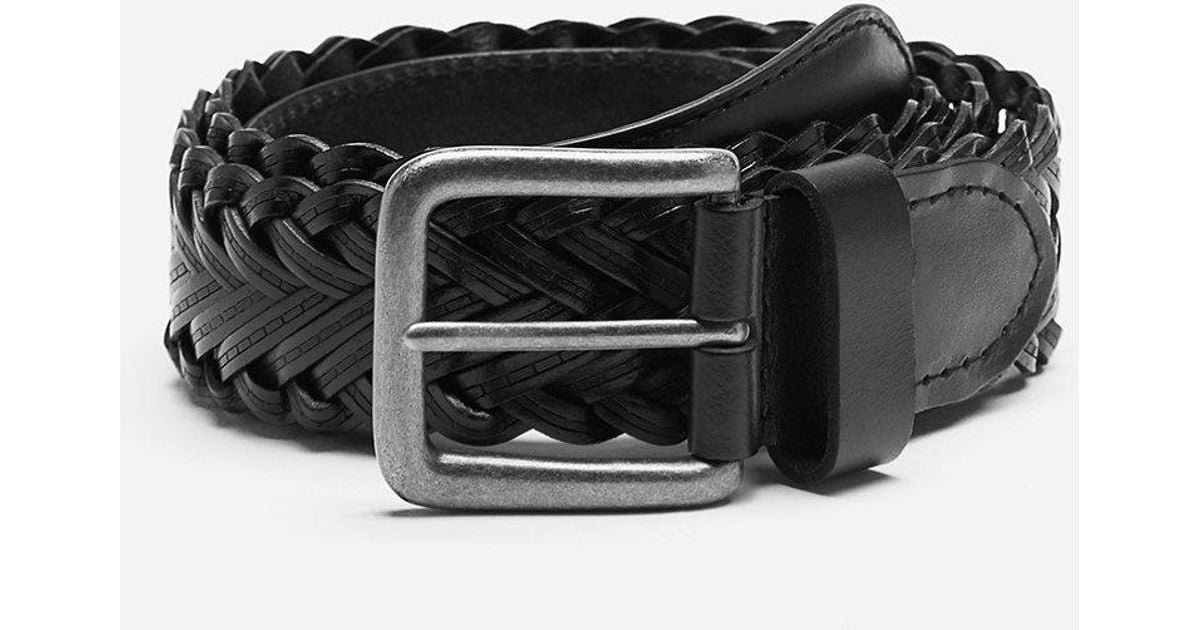 Dents Plaited Leather Belt in Black Leather (Black) for Men - Lyst