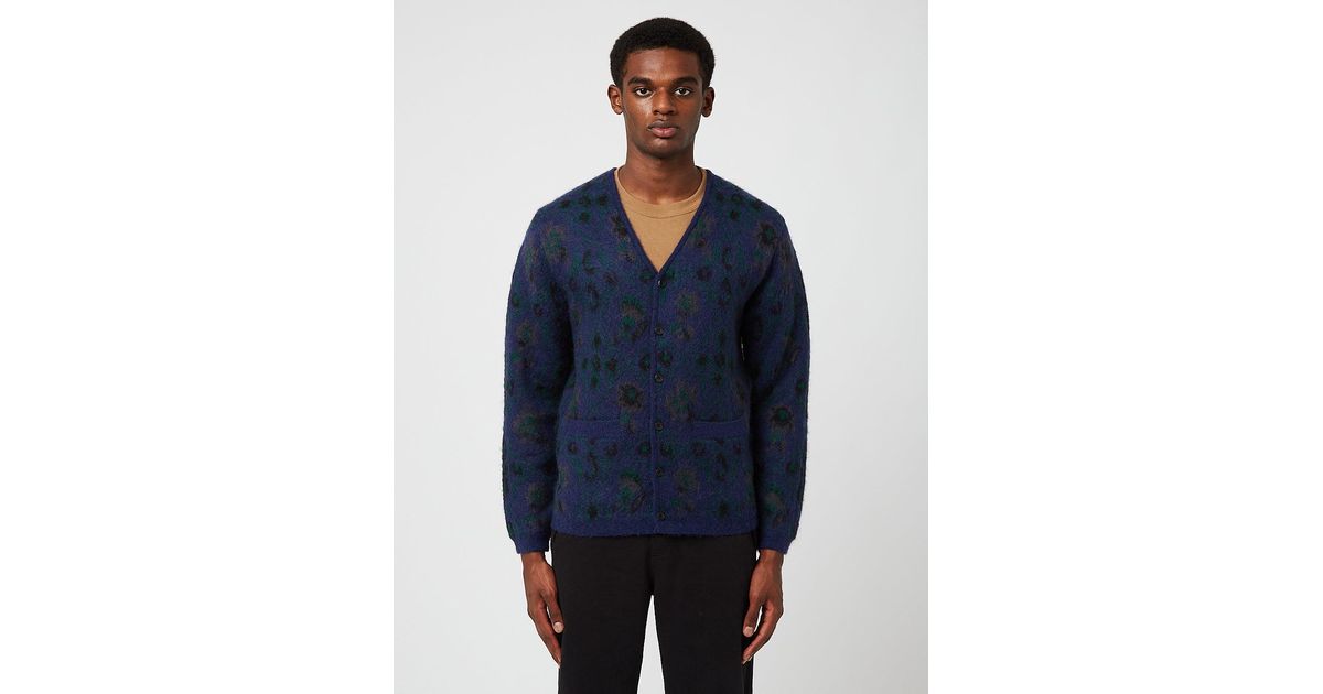 Beams Plus Botanical Pattern Jacquard Cardigan in Blue for Men | Lyst