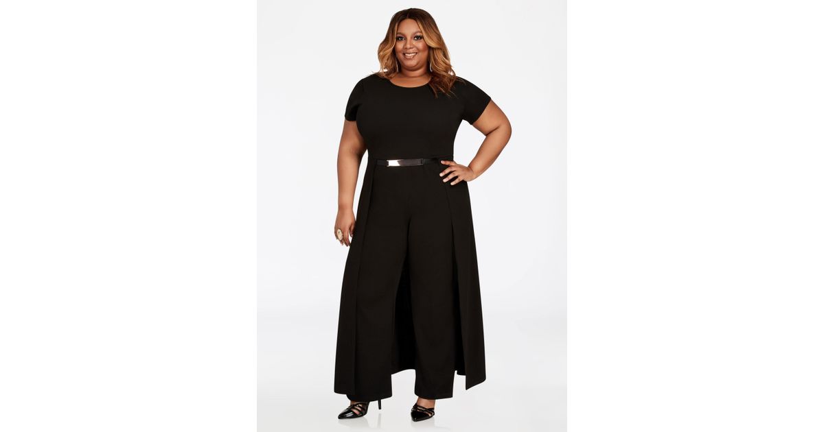 jumpsuit with maxi skirt overlay